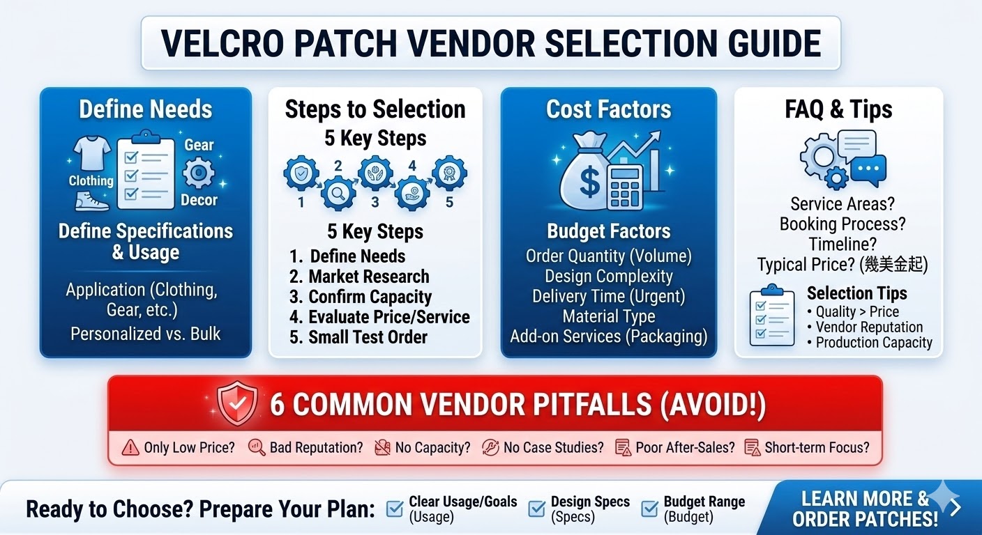 Velcro patch is a versatile and durable fastening accessory, widely used in clothing, sports equipment, decorations, and many other products. This service offers customized Velcro patch solutions tailored to your specific needs, whether it’s for personalized designs or bulk production. Choosing the right Velcro patch vendor is crucial, as they can provide high-quality products and ensure timely delivery. Whether you are a manufacturer or an individual, selecting the appropriate Velcro patch supplier is essential for the success of your project, ensuring durability and functionality.
